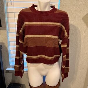 NWT Windsor Burgundy and Tan Striped Sweater - L